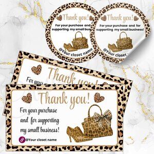 120 Pack Animal Print Personalized Thank You Cards & Stickers